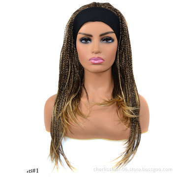 Wholesale 18 Inch Long High Quality Ombre Color  Afro Braided Wigs Perruque Synthetic Wigs With Highlights For Black Women